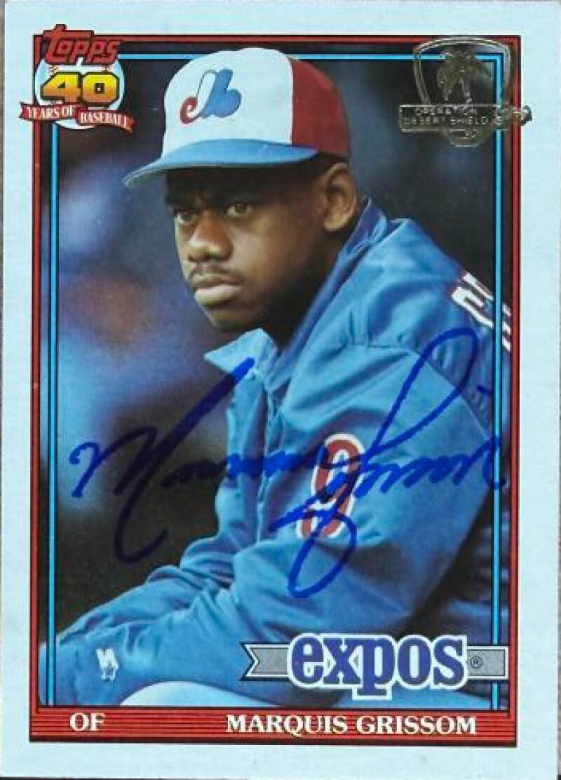 Marquis Grissom Signed 1991 Topps Desert Shield Baseball Card - Montreal Expos #283