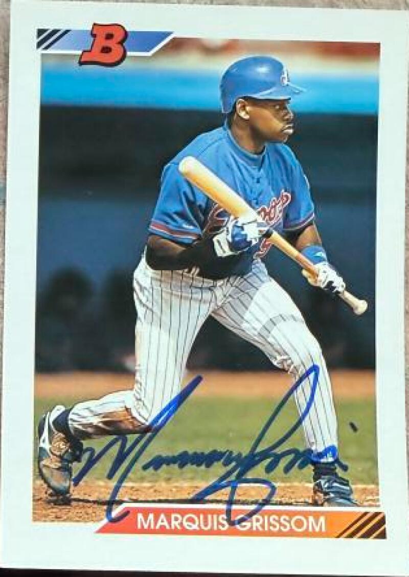 Marquis Grissom Signed 1992 Bowman Baseball Card - Montreal Expos #14