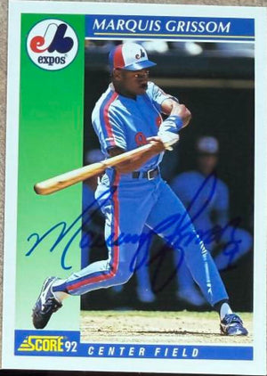 Marquis Grissom Signed 1992 Score Baseball Card - Montreal Expos #66