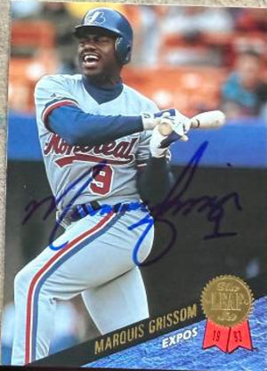 Marquis Grissom Signed 1993 Leaf Baseball Card - Montreal Expos #129