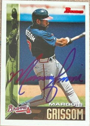 Marquis Grissom Signed 1995 Bowman Baseball Card - Atlanta Braves #320