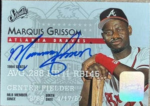 Marquis Grissom Signed 1995 Studio Baseball Card - Atlanta Braves #335