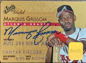 Marquis Grissom Signed 1995 Studio Gold Baseball Card - Atlanta Braves #335