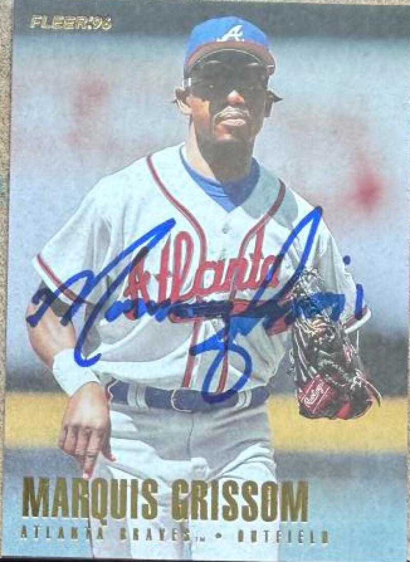 Marquis Grissom Signed 1996 Fleer Baseball Card - Atlanta Braves #292