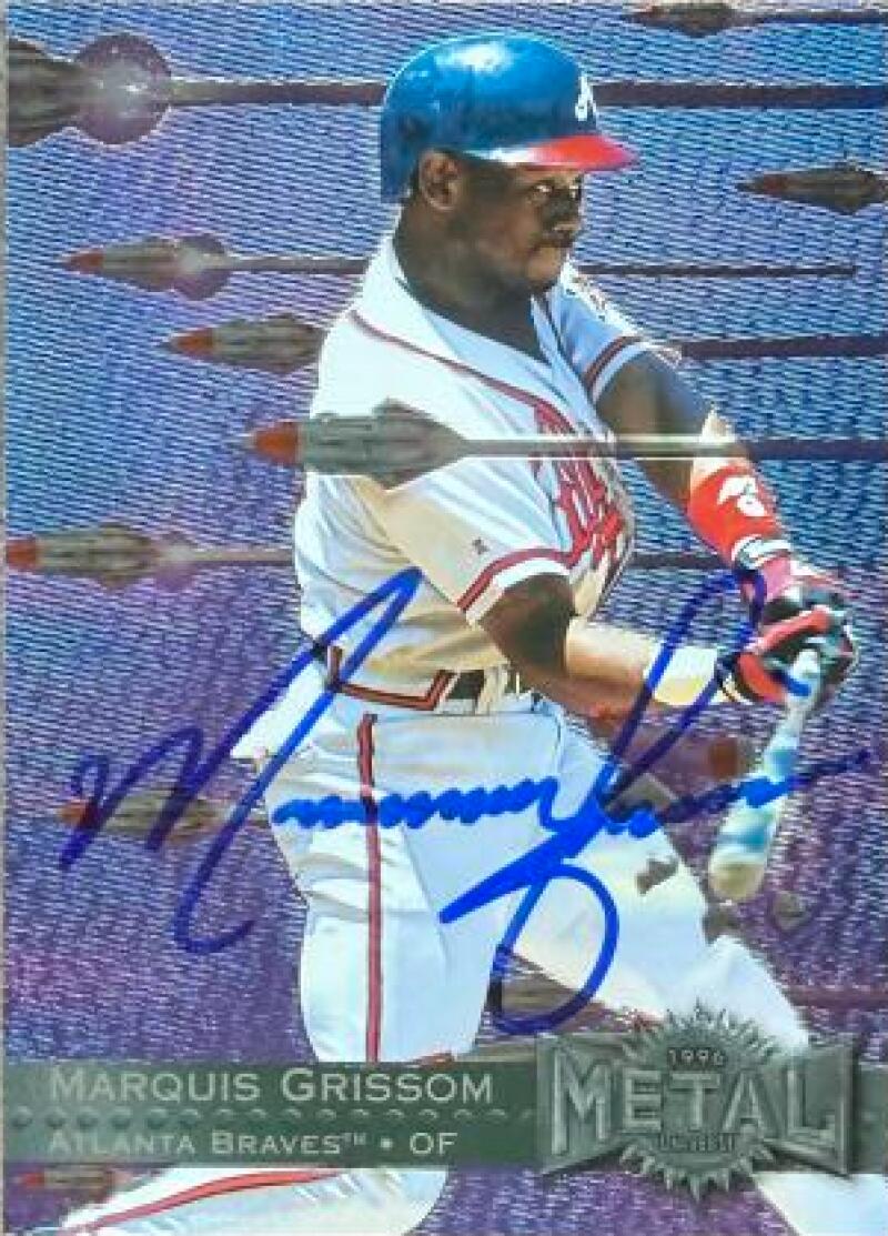 Marquis Grissom Signed 1996 Metal Universe Baseball Card - Atlanta Braves #128