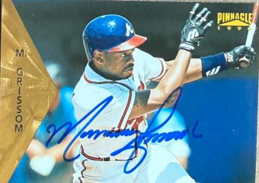 Marquis Grissom Signed 1996 Pinnacle Baseball Card - Atlanta Braves #98