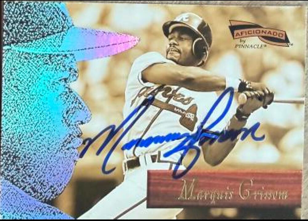 Marquis Grissom Signed 1996 Pinnacle Aficionado Baseball Card - Atlanta Braves #63