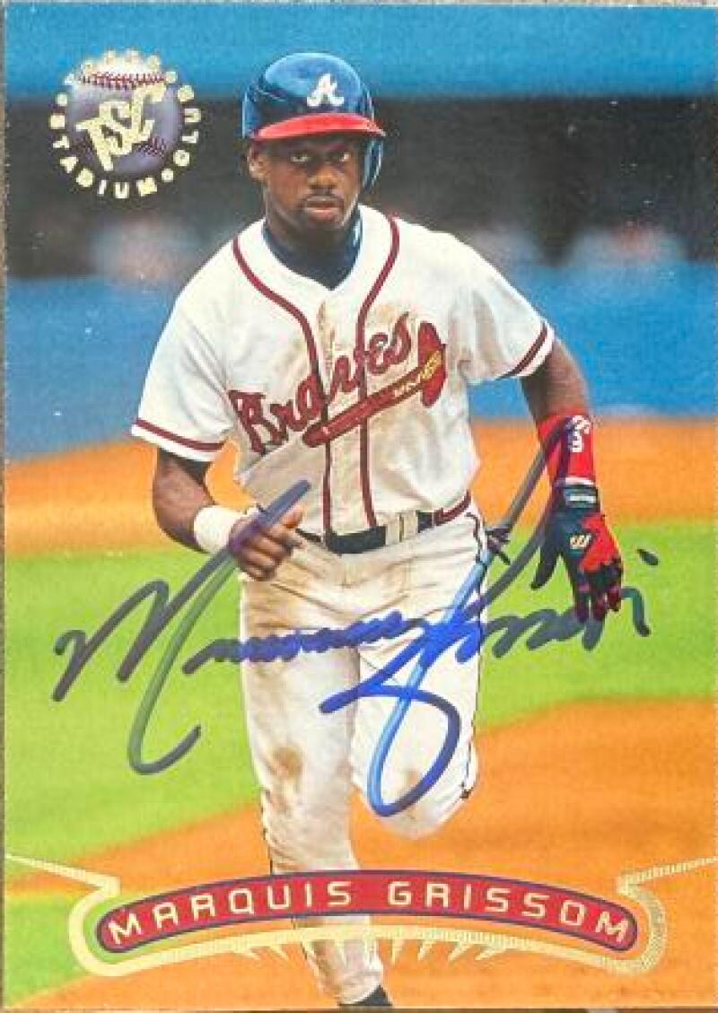 Marquis Grissom Signed 1996 Stadium Club Baseball Card - Atlanta Braves #442