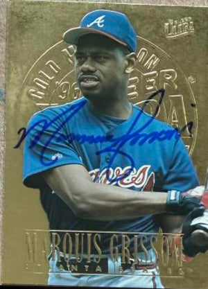 Marquis Grissom Signed 1996 Fleer Ultra Gold Medallion Baseball Card - Atlanta Braves #155