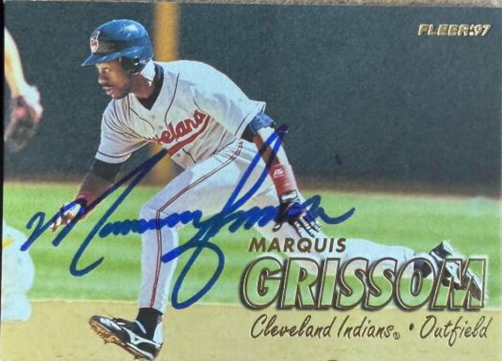 Marquis Grissom Signed 1997 Fleer Baseball Card - Cleveland Indians #640