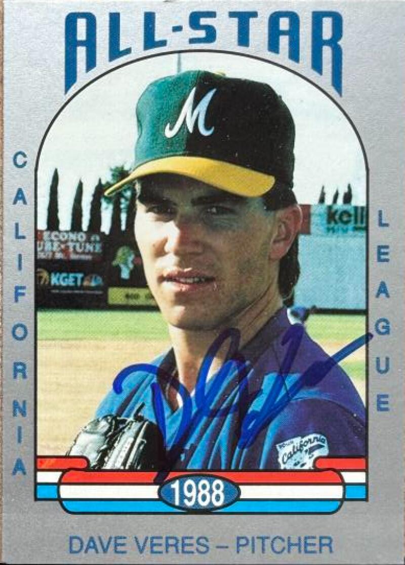 Dave Veres Signed 1988 Cal League All-Stars Baseball Card - #10