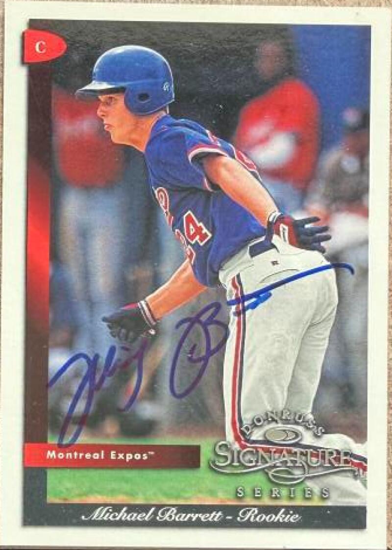 Michael Barrett Signed 1998 Donruss Signature Series Baseball Card - Montreal Expos #137