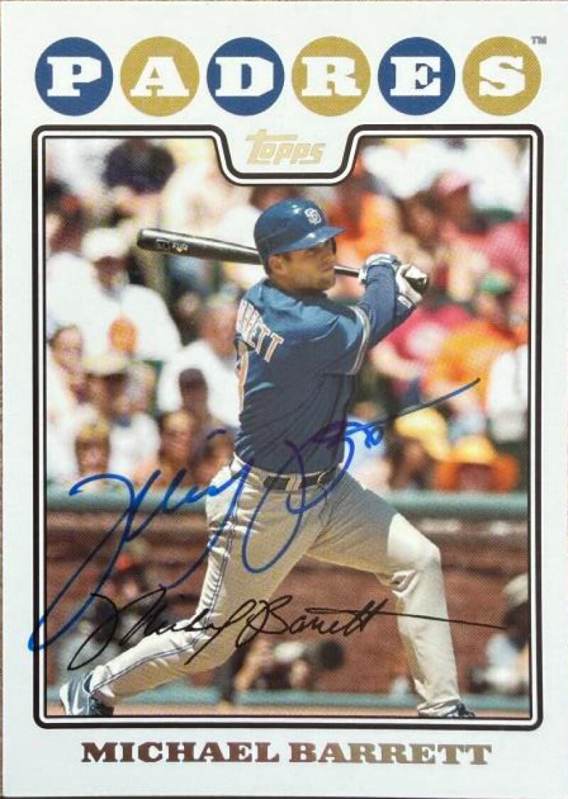 Michael Barrett Signed 2008 Topps Baseball Card - San Diego Padres #213