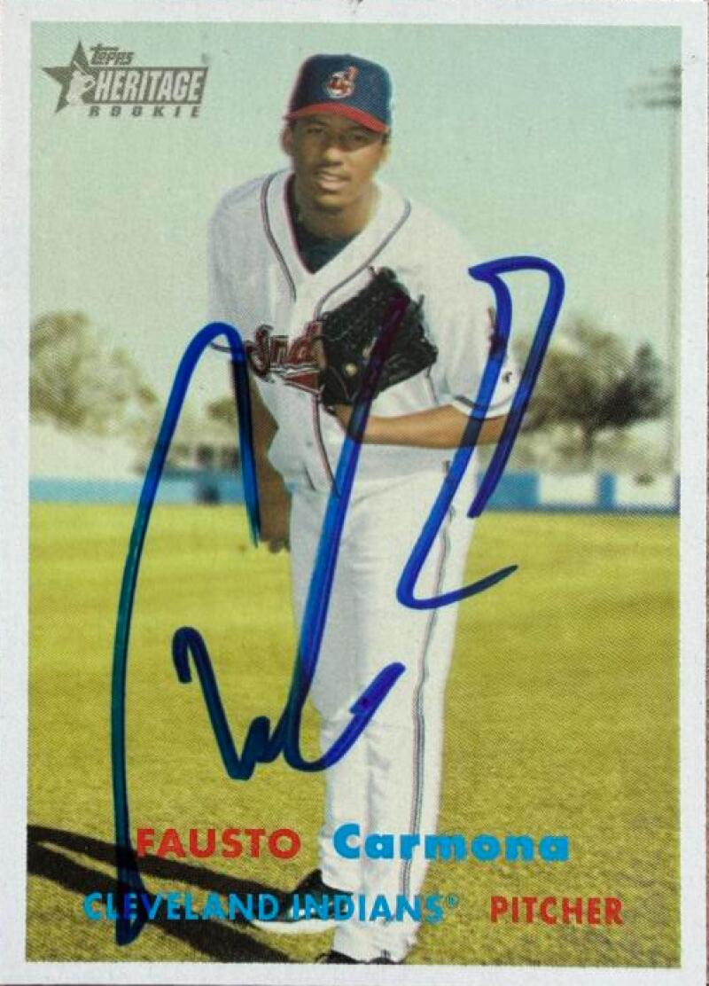 Fausto Carmona Signed 2006 Topps Heritage Baseball Card - Cleveland Indians #150