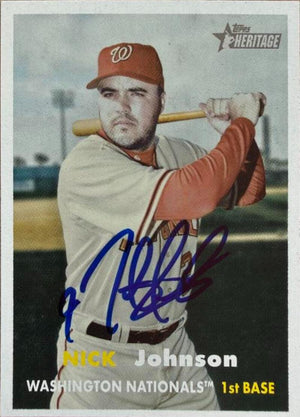 Nick Johnson Signed 2006 Topps Heritage Baseball Card - Washington Nationals #188