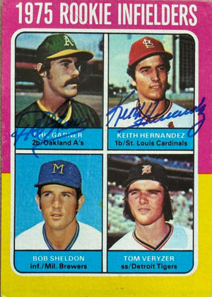 Keith Hernandez & Phil Garner Dual Signed 1975 Topps Baseball Card - St Louis Cardinals, Oakland A's #623
