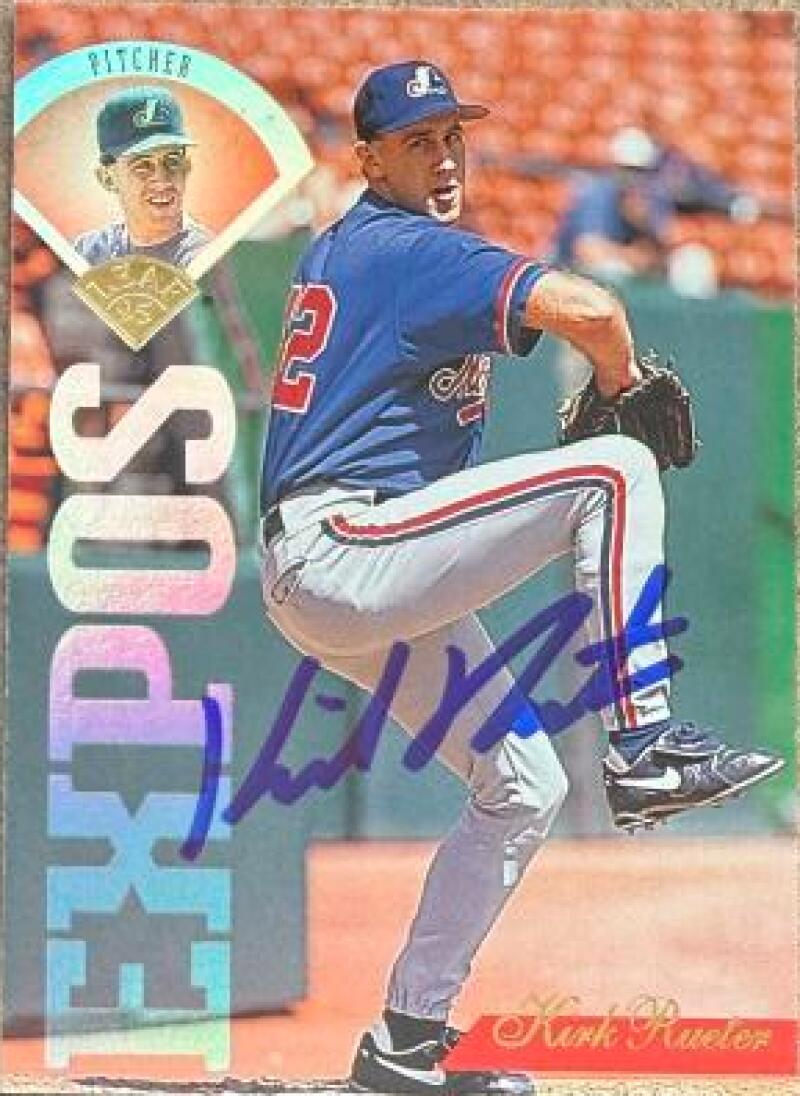 Kirk Rueter Signed 1995 Leaf Baseball Card - Montreal Expos #241