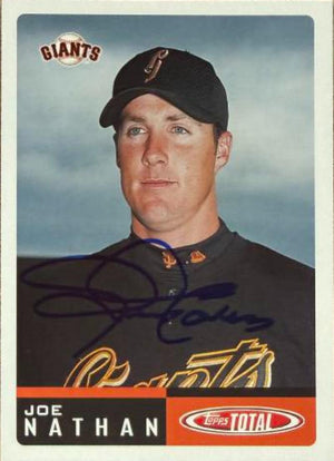 Joe Nathan Signed 2002 Topps Total Baseball Card - San Francisco Giants #549