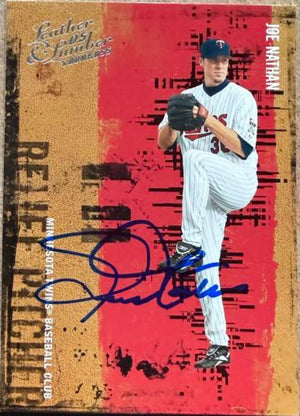 Joe Nathan Signed 2005 Donruss Leather & Lumber Baseball Card - Minnesota Twins #66