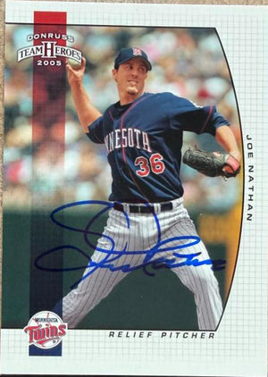 Joe Nathan Signed 2005 Donruss Team Heroes Baseball Card - Minnesota Twins #184