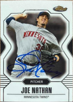 Joe Nathan Signed 2007 Topps Finest Baseball Card - Minnesota Twins #275