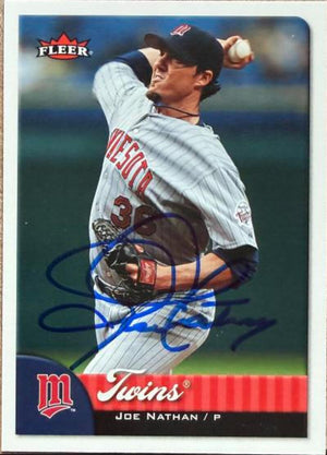 Joe Nathan Signed 2007 Fleer Baseball Card - Minnesota Twins #275