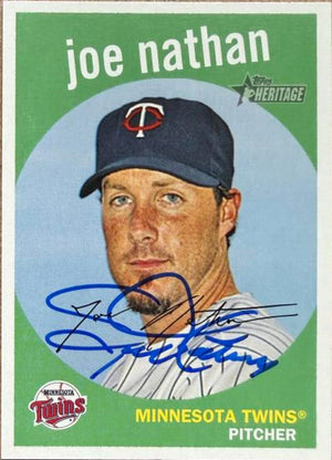 Joe Nathan Signed 2008 Topps Heritage Baseball Card - Minnesota Twins #29