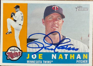 Joe Nathan Signed 2009 Topps Heritage Baseball Card - Minnesota Twins #169