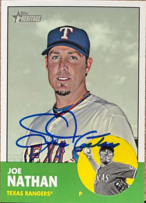 Joe Nathan Signed 2012 Topps Heritage Baseball Card - Texas Rangers #H667