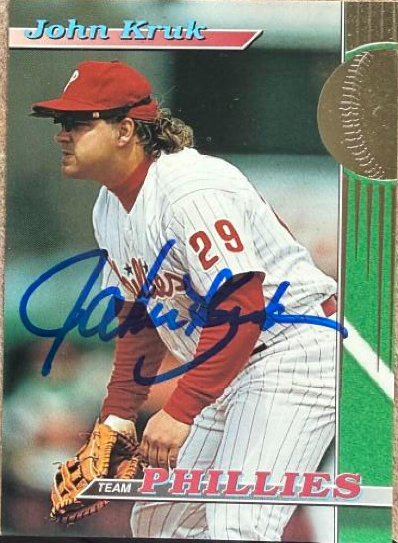 John Kruk Signed 1993 Stadium Club Baseball Card - Philadelphia Phillies #30