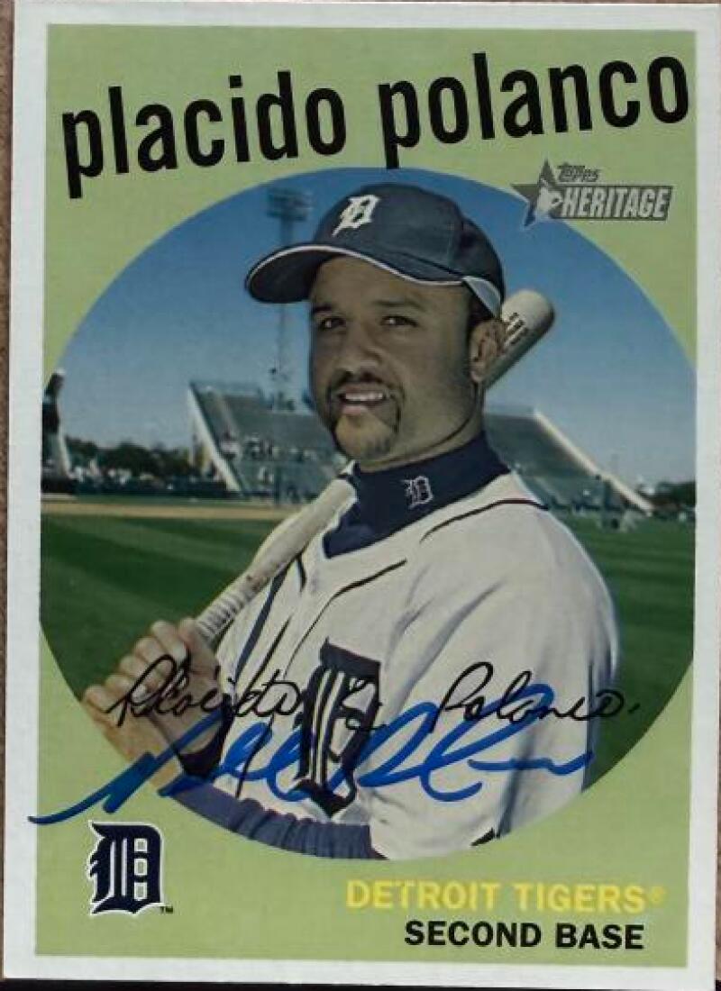 Placido Polanco Signed 2008 Topps Heritage Baseball Card - Detroit Tigers #2