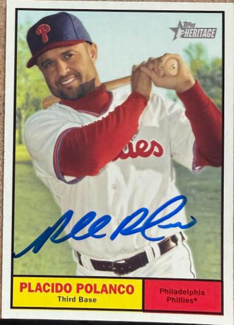 Placido Polanco Signed 2010 Topps Heritage Baseball Card - Philadelphia Phillies #368