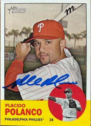 Placido Polanco Signed 2012 Topps Heritage Baseball Card - Philadelphia Phillies #71