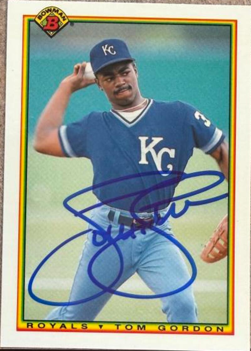 Tom Gordon Signed 1990 Bowman Tiffany Baseball Card - Kansas City Royals #365