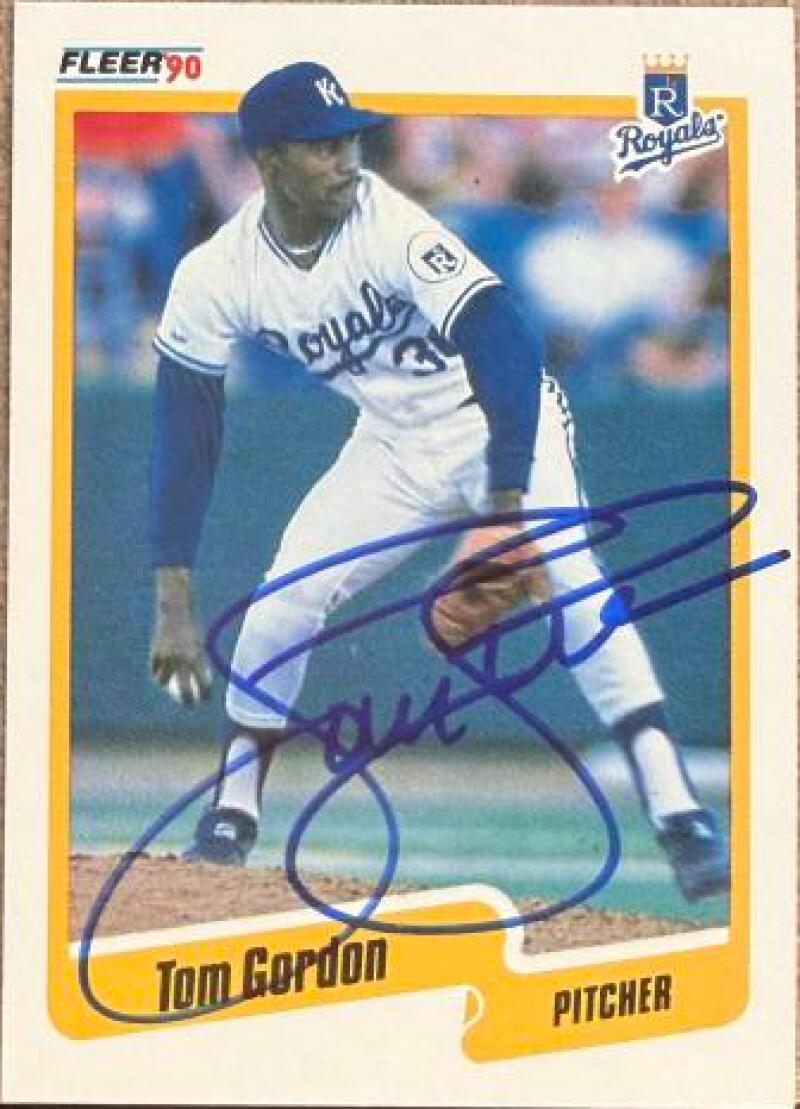 Tom Gordon Signed 1990 Fleer Baseball Card - Kansas City Royals #108
