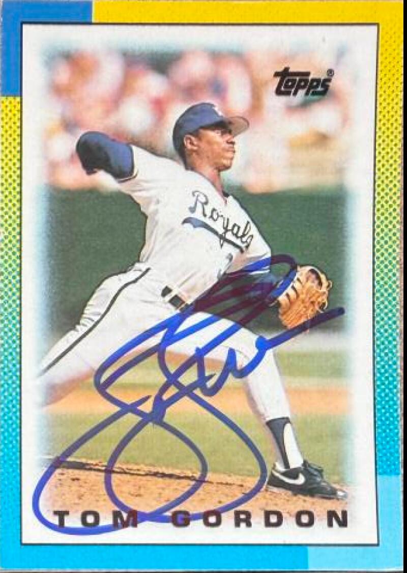 Tom Gordon Signed 1990 Topps Major League Leaders Minis Baseball Card - Kansas City Royals #15