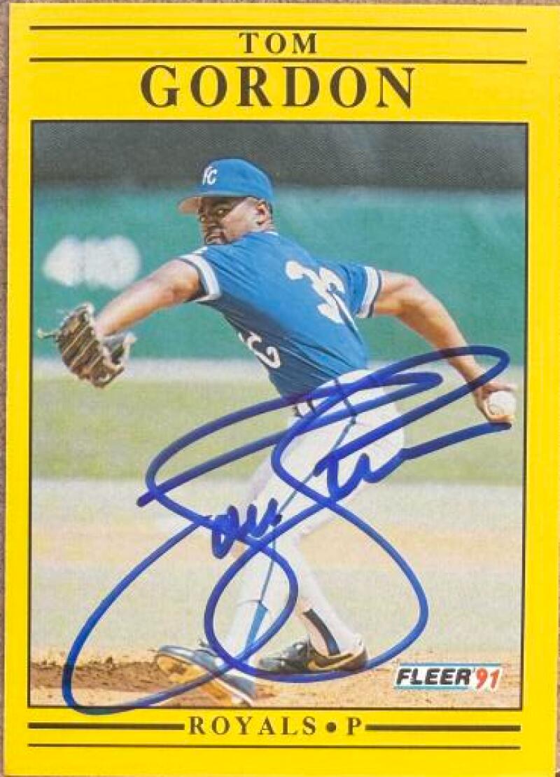 Tom Gordon Signed 1991 Fleer Baseball Card - Kansas City Royals #673