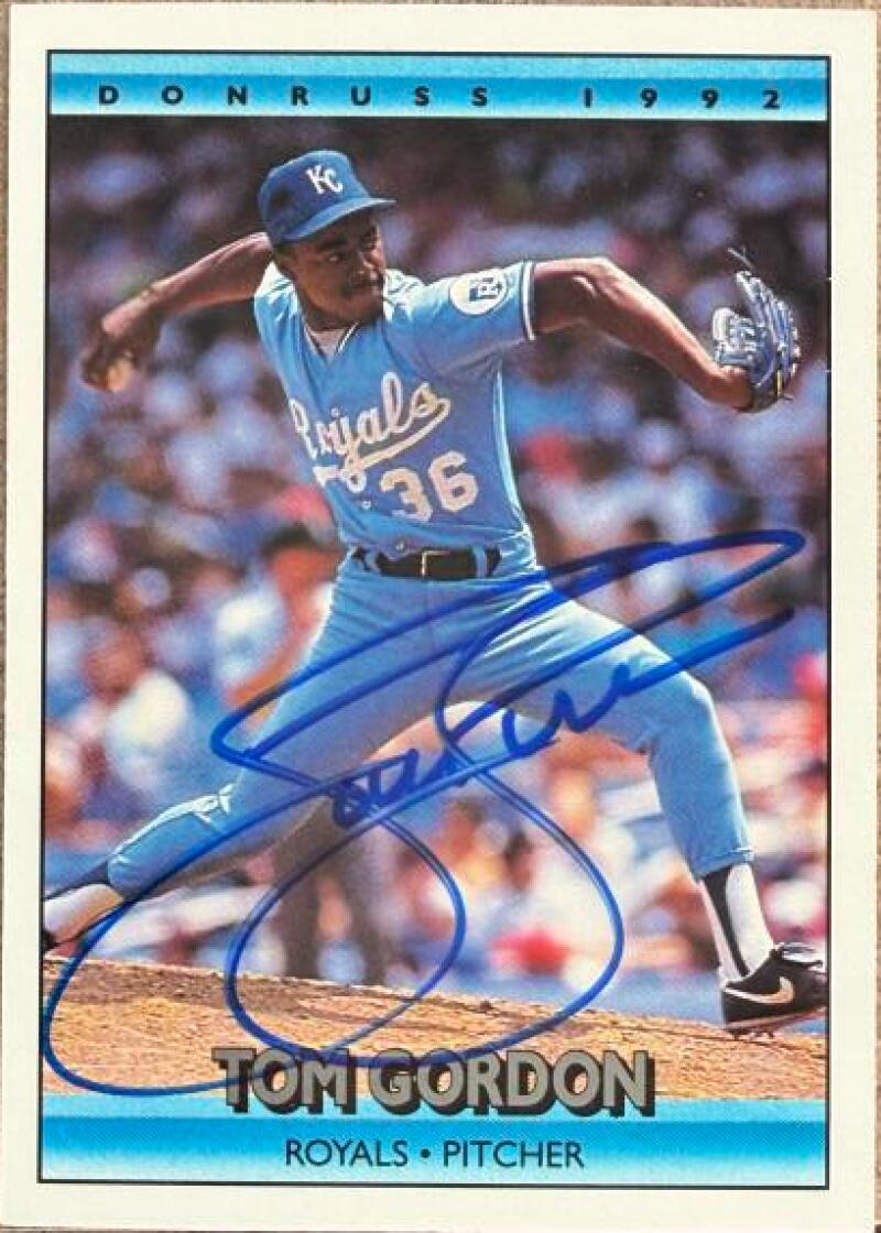 Tom Gordon Signed 1992 Donruss Baseball Card - Kansas City Royals #250