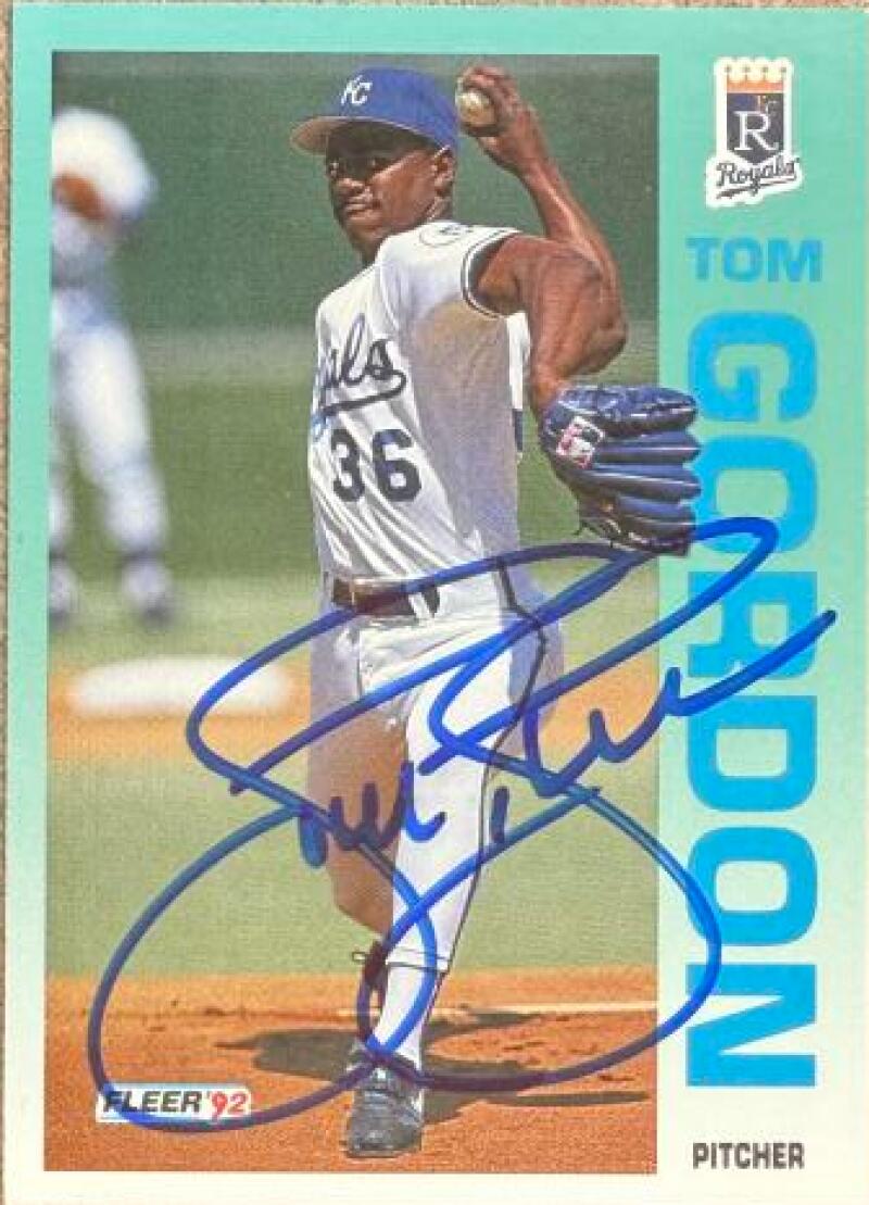 Tom Gordon Signed 1992 Fleer Baseball Card - Kansas City Royals #158