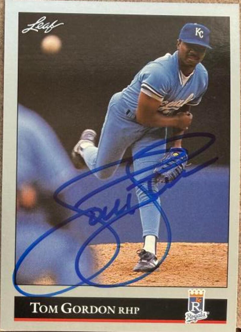 Tom Gordon Signed 1992 Leaf Baseball Card - Kansas City Royals #68