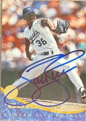 Tom Gordon Signed 1994 Leaf Baseball Card - Kansas City Royals #389