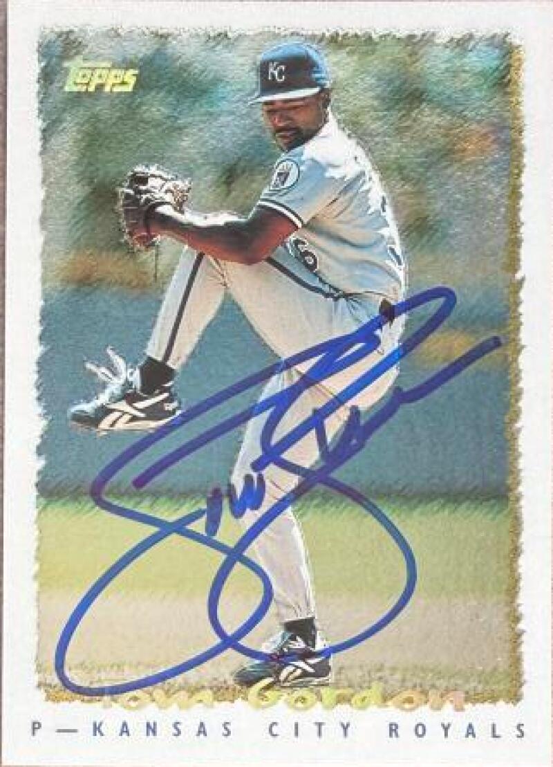Tom Gordon Signed 1995 Topps - CyberStats (Spectralight) Baseball Card - Kansas City Royals #268