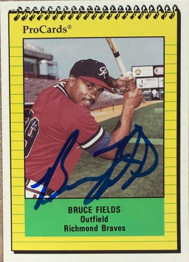 Bruce Fields Signed 1991 ProCards Richmond Braves Baseball Card #2580
