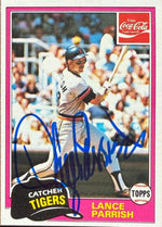 Lance Parrish Signed 1981 Topps Coca-Cola Baseball Card - Detroit Tigers #7