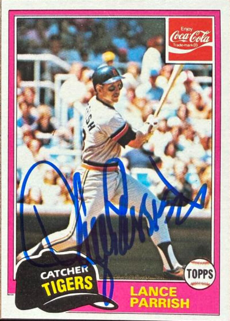 Lance Parrish Signed 1981 Topps Coca-Cola Baseball Card - Detroit Tigers #7