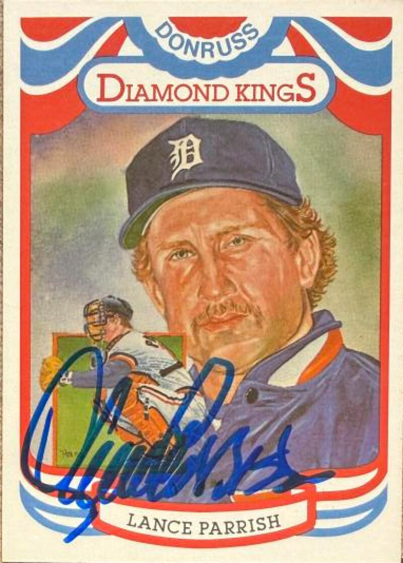 Lance Parrish Signed 1984 Donruss Diamond King Baseball Card - Detroit Tigers #15