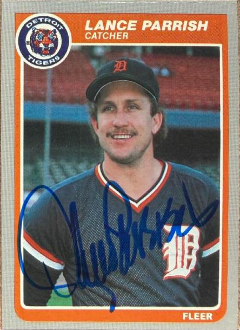 Lance Parrish Signed 1985 Fleer Baseball Card - Detroit Tigers #19