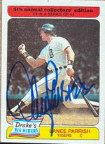 Lance Parrish Signed 1985 Topps Drake's Big Hitters Plus Super Pitchers Baseball Card - Detroit Tigers #23