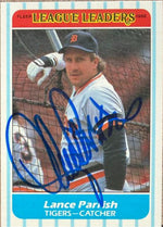 Lance Parrish Signed 1986 Fleer League Leaders Baseball Card - Detroit Tigers #31
