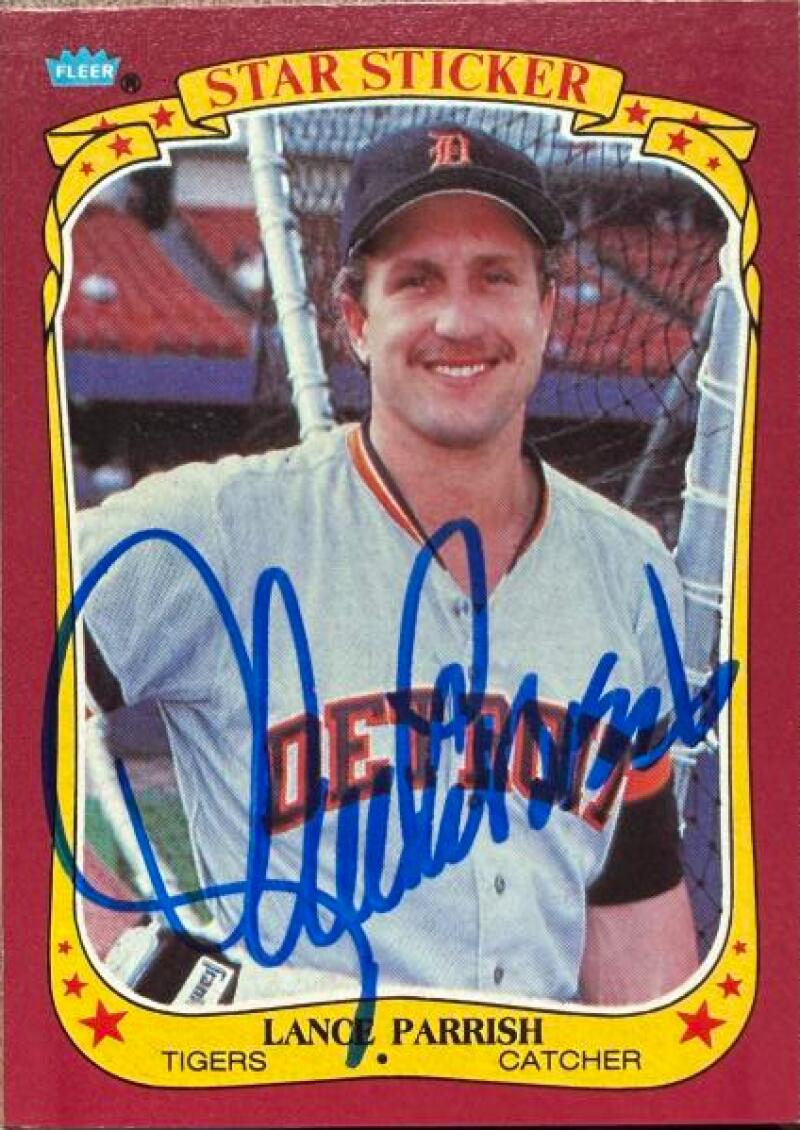 Lance Parrish Signed 1986 Fleer Star Stickers Baseball Card - Detroit Tigers #85